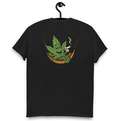 Camiseta divertida con hamaca y hojas de marihuana, camiseta con dibujo de hoja de marihuana para fumar porro, camiseta relajada para fumetas, camiseta de cannabis 420 para relajarse.