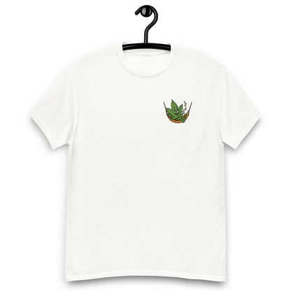 Camiseta divertida con hamaca y hojas de marihuana, camiseta con dibujo de hoja de marihuana para fumar porro, camiseta relajada para fumetas, camiseta de cannabis 420 para relajarse.
