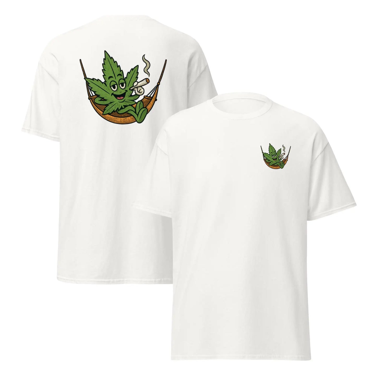 Camiseta divertida con hamaca y hojas de marihuana, camiseta con dibujo de hoja de marihuana para fumar porro, camiseta relajada para fumetas, camiseta de cannabis 420 para relajarse.